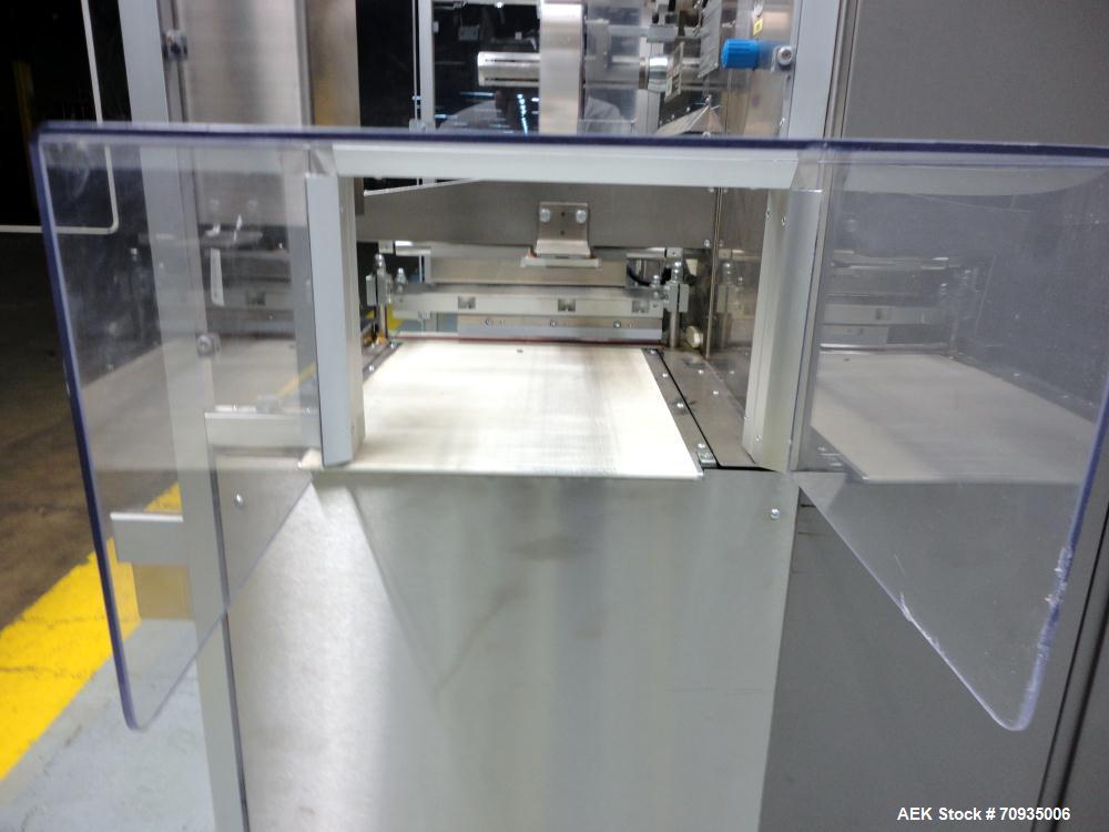 Used IMA BFB MS300 Shrink Bundler or stretch banding machine for carton multi-packing. Capable of speeds up to 40 bundles per minute. Uses PE type films. Max film speed to 150' per minute. Inline and...