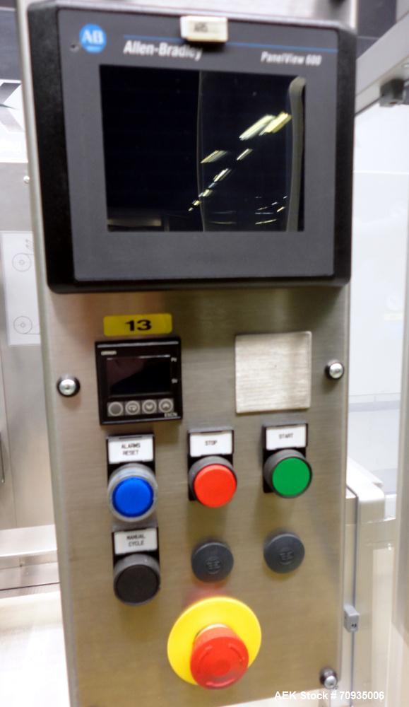 Used IMA BFB MS300 Shrink Bundler or stretch banding machine for carton multi-packing. Capable of speeds up to 40 bundles per minute. Uses PE type films. Max film speed to 150' per minute. Inline and...