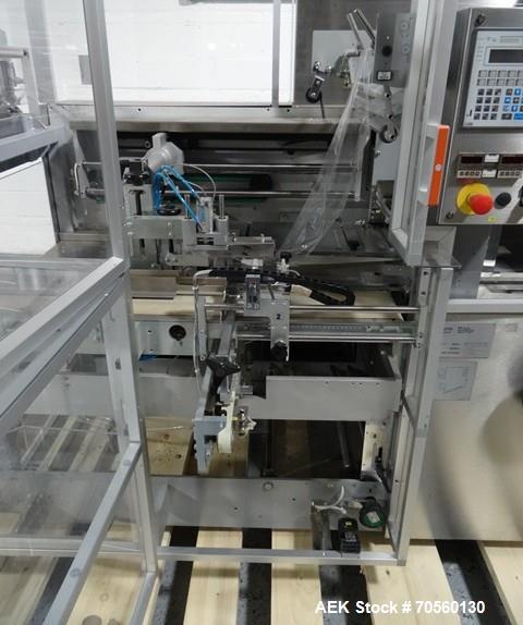 Used IMA BFB Model MS500BPBR Bundler. Machine is capable of speeds up to 30 bundles per minute. Has a package size range of 30mm to 280mm (wide) x 60mm to 300mm (long) x 30mm to 155mm (tall). Has a 1...