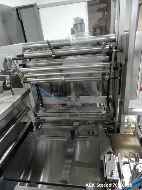Used IMA BFB Model MS500BPBR Bundler. Machine is capable of speeds up to 30 bundles per minute. Has a package size range of 30mm to 280mm (wide) x 60mm to 300mm (long) x 30mm to 155mm (tall). Has a 1...