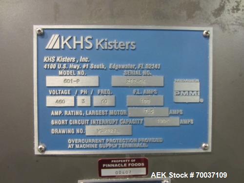 Used- KHS Kister, Model 601P, Shrink Wrap Bundler with 24 in. x 10 ft. x 15 in. High Shrink Tunnel. Has Allen-Bradley Panelv...