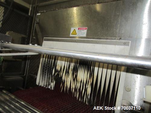 Used KHS Kisters, Model 601P Tray Shrink Wrap Bundler for printed film with 24 in. x 10 ft. x 15 in. High Shrink Tunnel. Has Allen-Bradley Logix 5555 PLC and Panelview 550 touch screen controls. Elec...