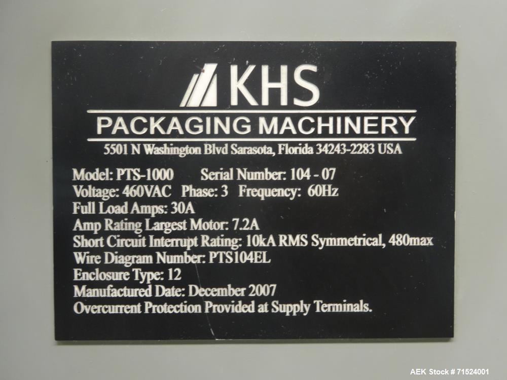Used KHS Model PTS-1000 Servo Driven Tray Stacker