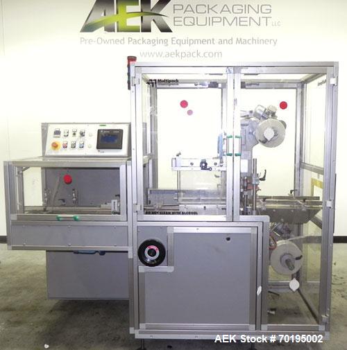 Used Multipack Model F-40 Carton Multi-Pack Stretch Or Shrink Film Bundler. Bundled package size range of Length- 30mm-350mm, Width- 12mm -200.., Height- 50mm -300. Cartons are received on infeed bel...