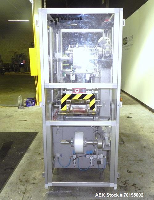 Used Multipack Model F-40 Carton Multi-Pack Stretch Or Shrink Film Bundler. Bundled package size range of Length- 30mm-350mm, Width- 12mm -200.., Height- 50mm -300. Cartons are received on infeed bel...