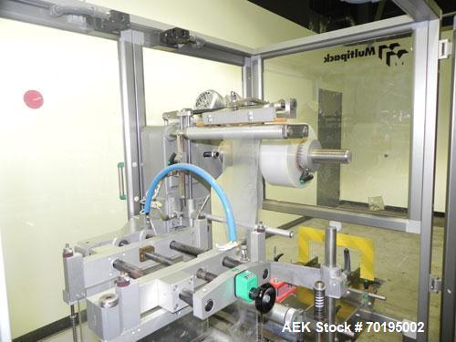 Used Multipack Model F-40 Carton Multi-Pack Stretch Or Shrink Film Bundler. Bundled package size range of Length- 30mm-350mm, Width- 12mm -200.., Height- 50mm -300. Cartons are received on infeed bel...