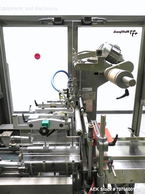 Used Multipack Model F43 Stretch Bundler. Capable of speeds up to 45 bundles per minute. Package size range: (Length or A) 30mm - 350mm (Width or B) 12mm - 200mm (Depth or C) 50mm - 200mm. Equipped w...