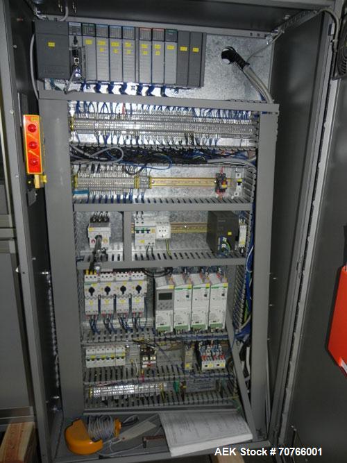 Used Multipack Model F43 Stretch Bundler. Capable of speeds up to 45 bundles per minute. Package size range: (Length or A) 30mm - 350mm (Width or B) 12mm - 200mm (Depth or C) 50mm - 200mm. Equipped w...