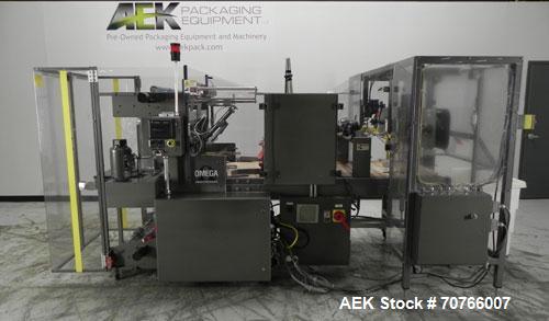 Used Omega Design Model DL-36 Dual Lane High Speed Shrink Bundler. Capable of speeds from 200 - 240 containers per minute. Is of stainless steel construction. Max product height: up to 11". Max film ...