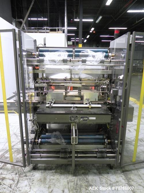 Used Omega Design Model DL-36 Dual Lane High Speed Shrink Bundler. Capable of speeds from 200 - 240 containers per minute. Is of stainless steel construction. Max product height: up to 11". Max film ...