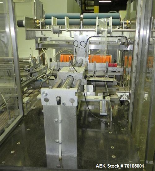 Used Omega Design Model DL-27 Dual Lane Multi-Pack Shrink Bundler. All stainless steel construction with Lexan type interlocked guarding. “Inline / Offset” infeed, utilizing single lane parallel dire...