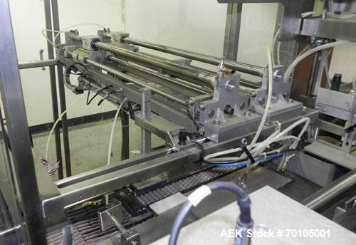 Used Omega Design Model DL-27 Dual Lane Multi-Pack Shrink Bundler. All stainless steel construction with Lexan type interlocked guarding. “Inline / Offset” infeed, utilizing single lane parallel dire...