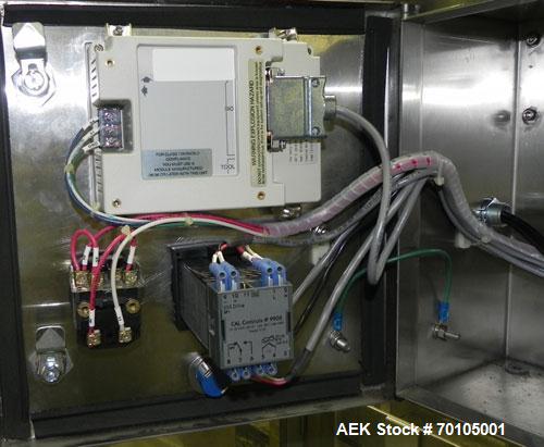 Used Omega Design Model DL-27 Dual Lane Multi-Pack Shrink Bundler. All stainless steel construction with Lexan type interlocked guarding. “Inline / Offset” infeed, utilizing single lane parallel dire...