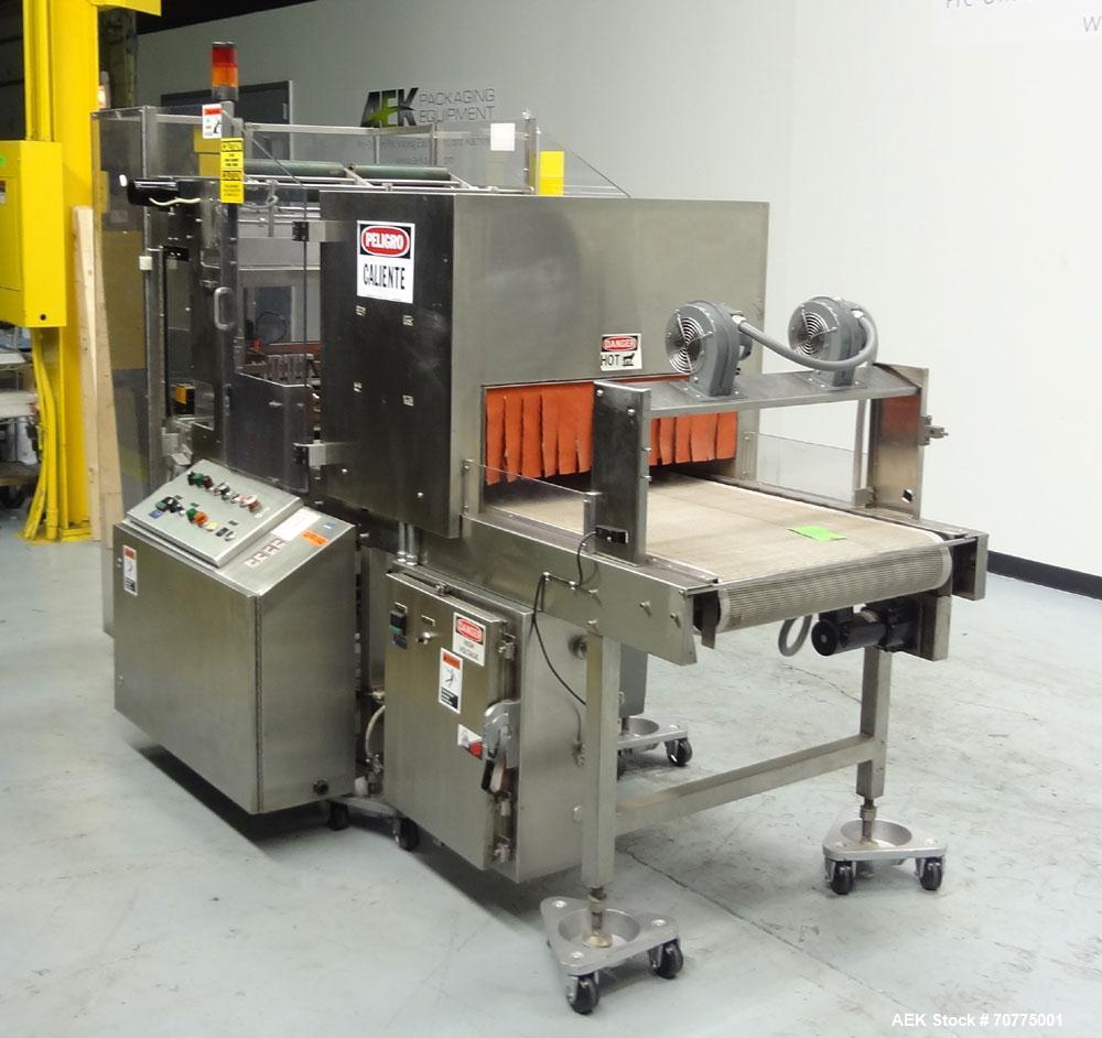 Used Omega Design Model DL-27 Dual Lane Shrink Bundler. All Stainless Steel constriction. Capable of speeds from 10-40 (20 cycles max)  bundles per minute, depending on configuration. Designed for du...