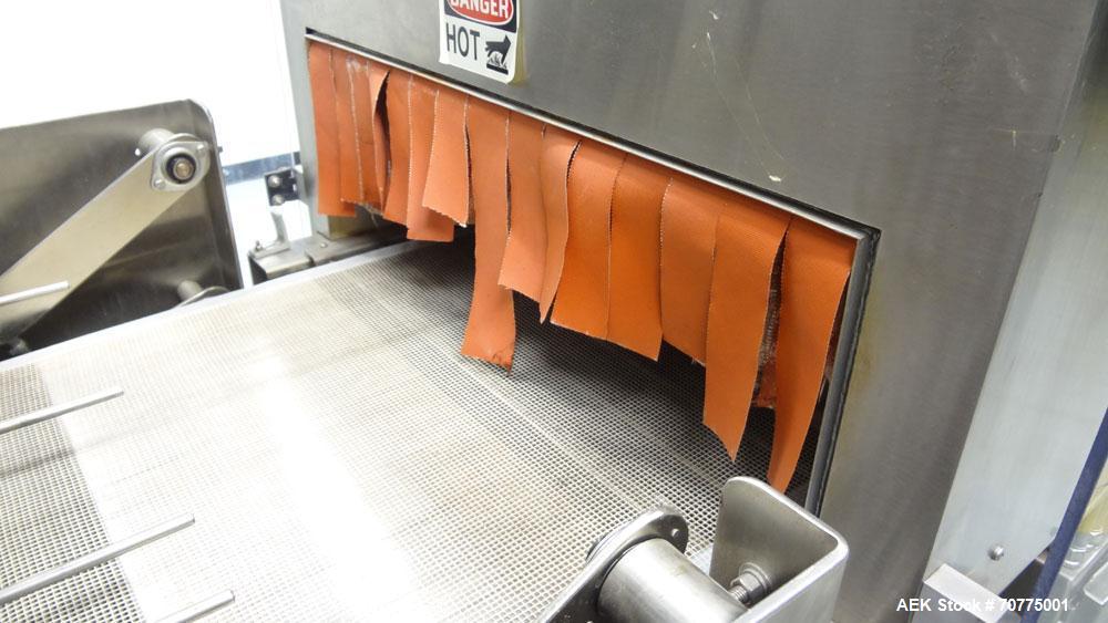 Used Omega Design Model DL-27 Dual Lane Shrink Bundler. All Stainless Steel constriction. Capable of speeds from 10-40 (20 cycles max)  bundles per minute, depending on configuration. Designed for du...