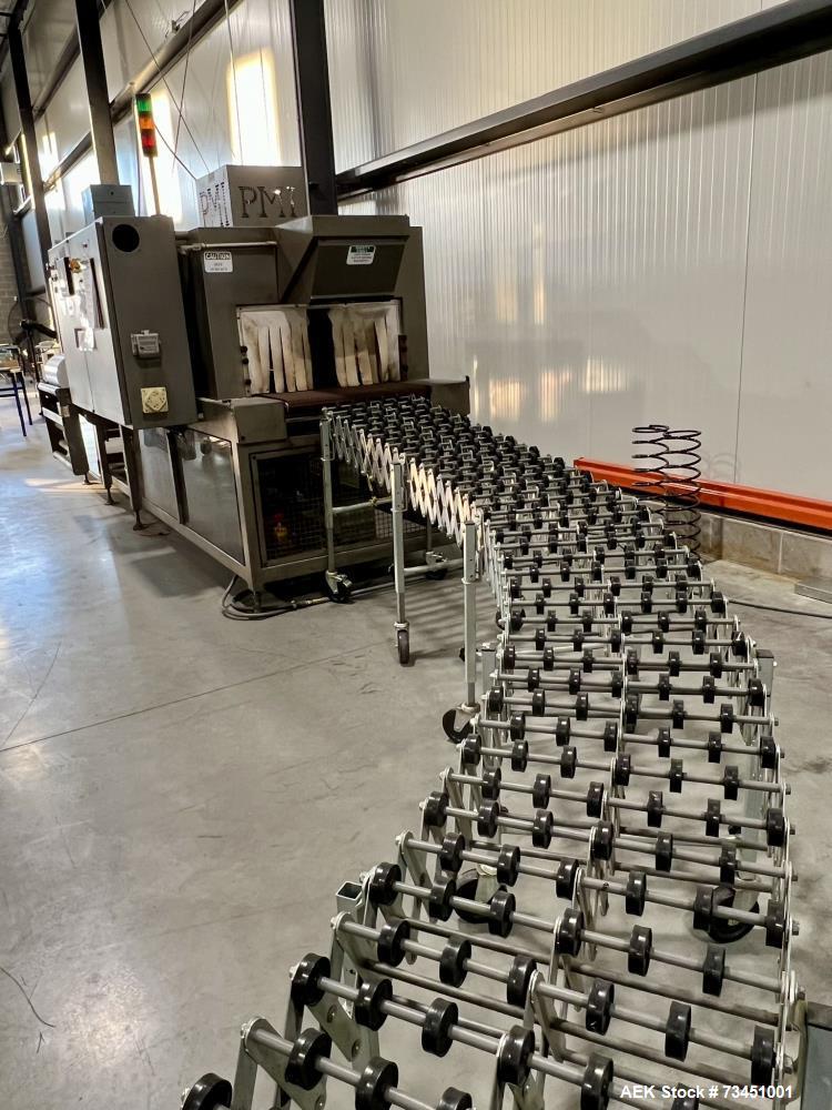 Used PMI SIB-30 Automatic Inline Shrink Bundler with Tunnel – 30 PPM, AB Controls, Film Rolls Included