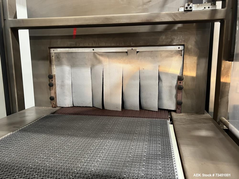 Used PMI SIB-30 Automatic Inline Shrink Bundler with Tunnel – 30 PPM, AB Controls, Film Rolls Included