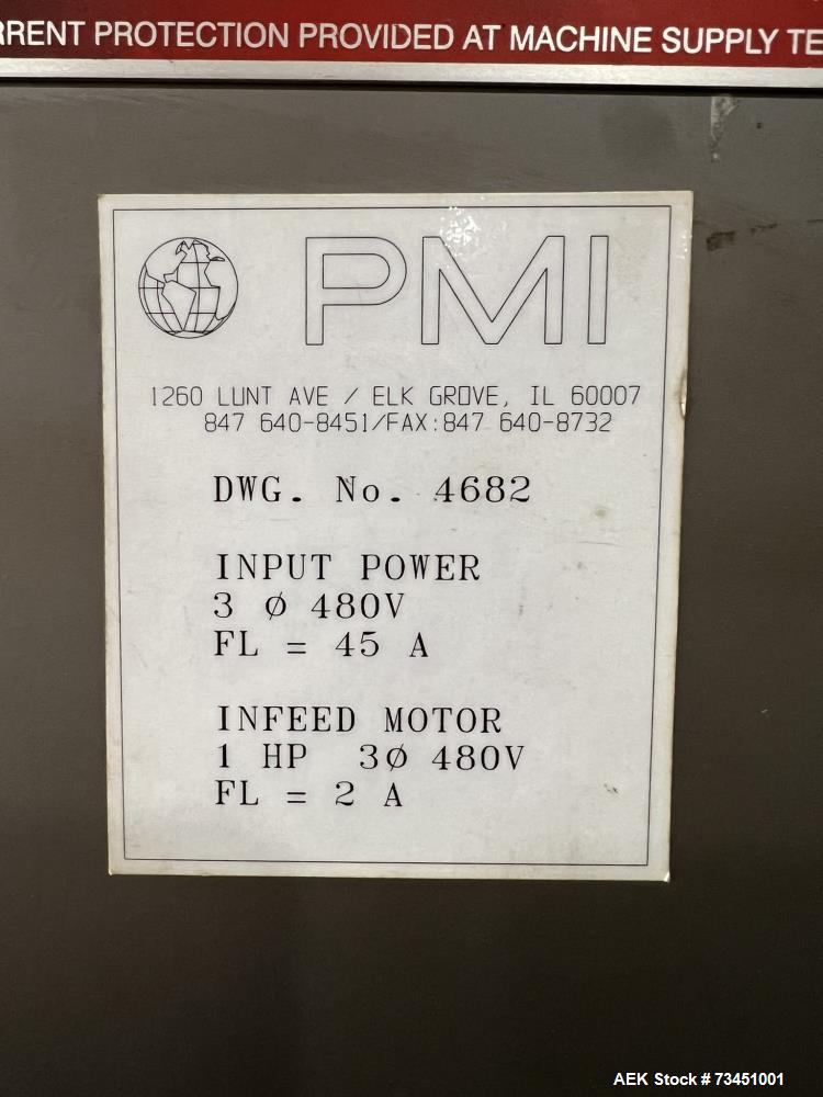 Used PMI SIB-30 Automatic Inline Shrink Bundler with Tunnel – 30 PPM, AB Controls, Film Rolls Included