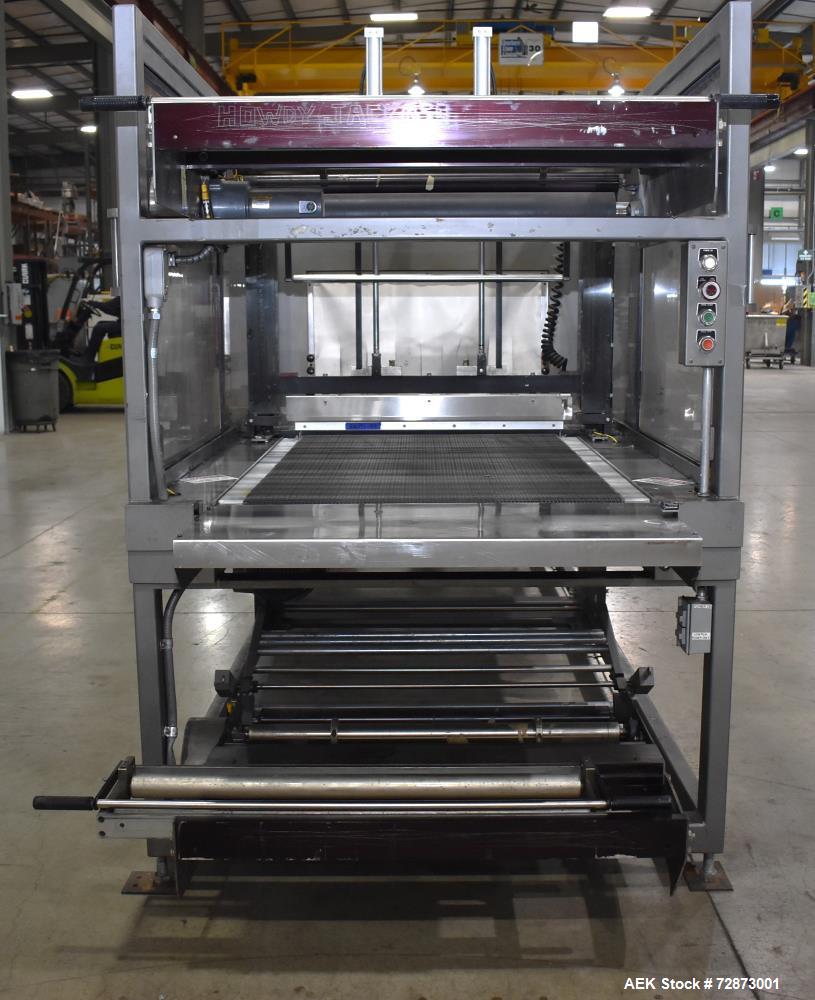 Used PMI (Arpac) Model SIB-35 Automatic Inline Shrink Bundler. Capable of speeds up to 30 bundles per minute (depending on application). Has a 35"W seal bar and 17" max height clearance. Tunnel apera...