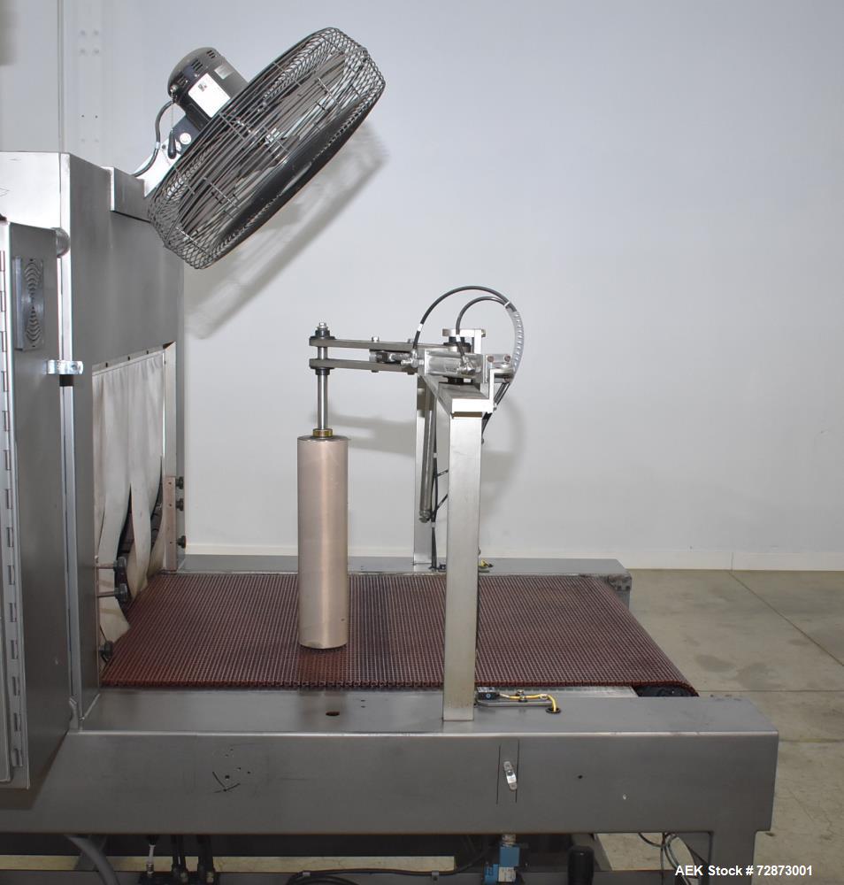 Used PMI (Arpac) Model SIB-35 Automatic Inline Shrink Bundler. Capable of speeds up to 30 bundles per minute (depending on application). Has a 35"W seal bar and 17" max height clearance. Tunnel apera...