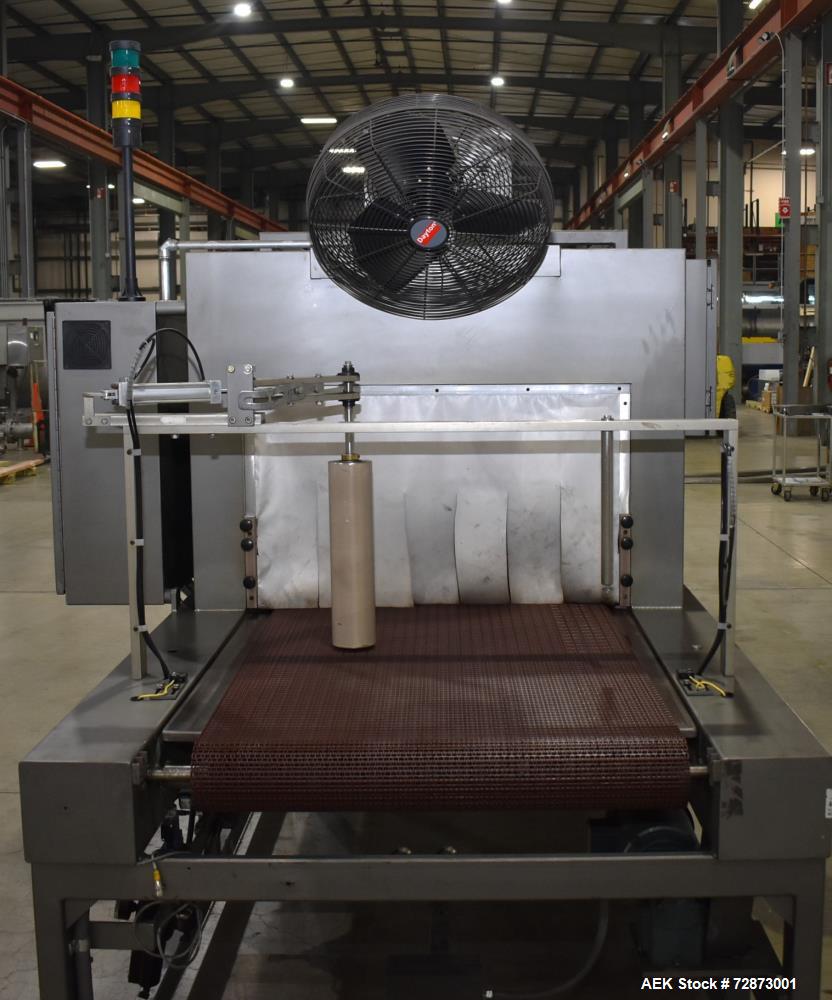 Used PMI (Arpac) Model SIB-35 Automatic Inline Shrink Bundler. Capable of speeds up to 30 bundles per minute (depending on application). Has a 35"W seal bar and 17" max height clearance. Tunnel apera...