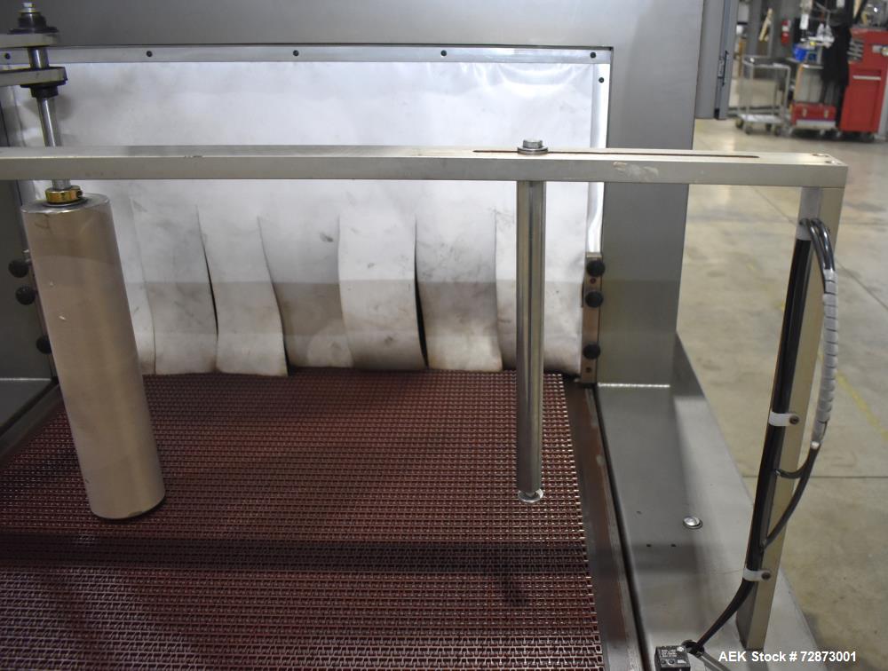 Used PMI (Arpac) Model SIB-35 Automatic Inline Shrink Bundler. Capable of speeds up to 30 bundles per minute (depending on application). Has a 35"W seal bar and 17" max height clearance. Tunnel apera...