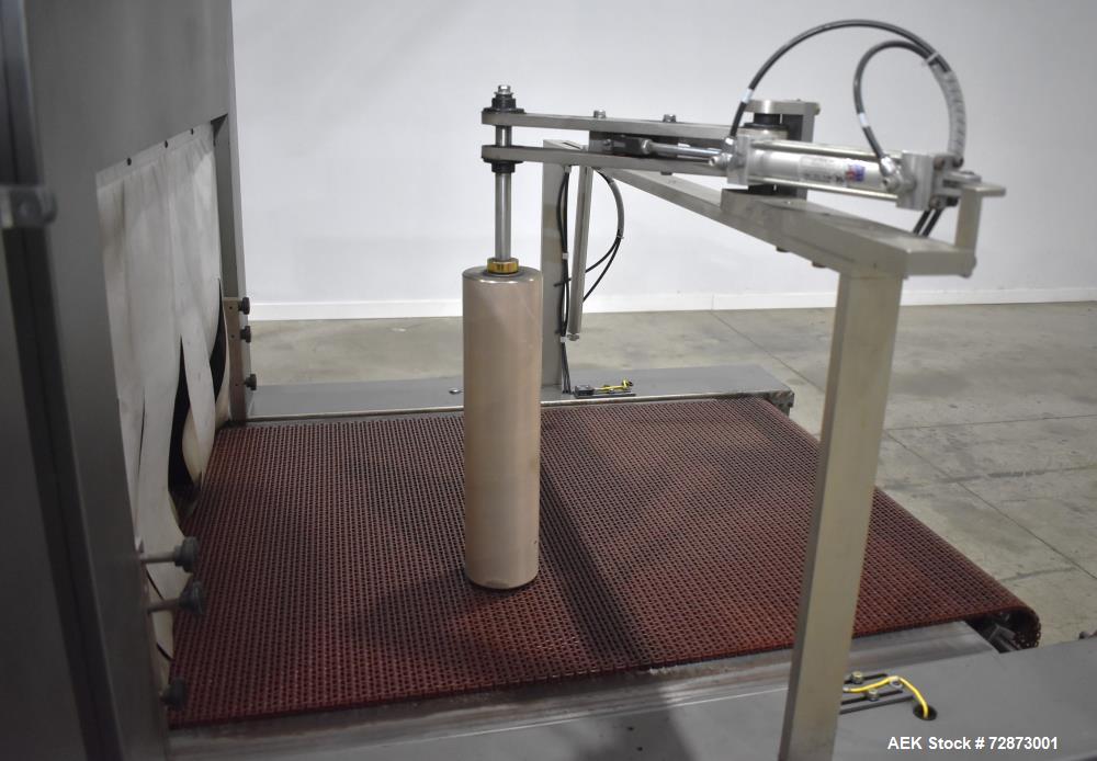 Used PMI (Arpac) Model SIB-35 Automatic Inline Shrink Bundler. Capable of speeds up to 30 bundles per minute (depending on application). Has a 35"W seal bar and 17" max height clearance. Tunnel apera...