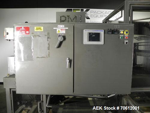 Used PMI Model SIC-30 Automatic Shrink Bundler & Shrink Tunnel. Machine is rated at up to 30 packages per minute. Tray wrapper has a30" seal bar. Has a glass-filled/nylon mech conveyor belt. Has a hi...