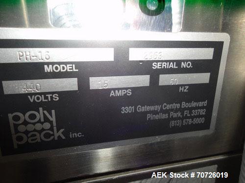 Used Polypack PH16 Multipack shrink bundler. Capable of speeds up to 30 bundles per minute. Product size range: (Diam) 3/4" to 4-1/4". Has 16"w seal bar.Pack pattern versatility: 2,3,4,5,6,8,9,10,12 ...