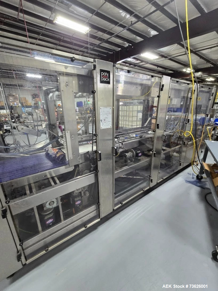Used Polypack CLP-24 (3) Unsupported Print Registered Multipacker & Shrink Bundler – Beverage Bottle Bundling System