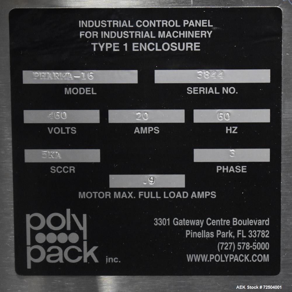 Used Polypack Model Pharma 16 Automatic Shrink/Stretch Multipack Shrink Bundler for Bottles. Capable of bundles up to 30 Bundles per minute (depending on application. Product size range: .75" - 4.25"...