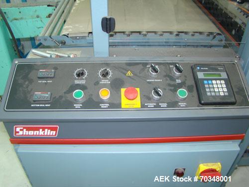 Used Used: Shanklin B2BB shrink wrapper bundler with Shanklin T-9 shrink tunnel. Has 40 in seal jaw, AB Micrologics 1000 plc upgrade. New in 2005. 3/60/460VCutting Knife: 40 IN L horizontal, Infeed: ...