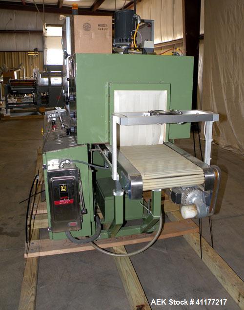 Used Skinetta Shrink Bundler, Model ASK300. Has a web width of 290mm. Maximum infeed width 380mm. Maximum height 290mm. Maximum length 350mm. Has a Z infeed, rear feed, to cross push to push straight...