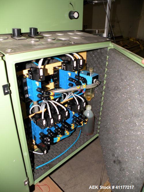 Used Skinetta Shrink Bundler, Model ASK300. Has a web width of 290mm. Maximum infeed width 380mm. Maximum height 290mm. Maximum length 350mm. Has a Z infeed, rear feed, to cross push to push straight...