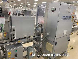 Used Skinetta (Christ Packaging) Model ASK2500 Shrink Bundler with Shrink Tunnel. Capable of speeds up to 40 cycles per minute. Maximum sealing width: up to 230mm. Maximum bundle height: up to 240mm....