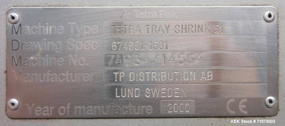 Used Tetra Pak Model TTS 51 (Tray) Shrink Bundler/Wrapper