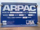Used Arpac Model 112-SS-24 Automatic Stainless Steel Inline Shrink Bundler. Capable of speeds from 5 to 25 bundles per minute (depending on application). Unit has a 28