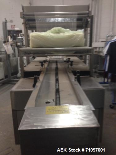Used- API (Automation Packaging Inc) Model VJLS 1800 100 Horizontal Side Seal Shrink Wrapper. Forming heads are 1.5" high x ...