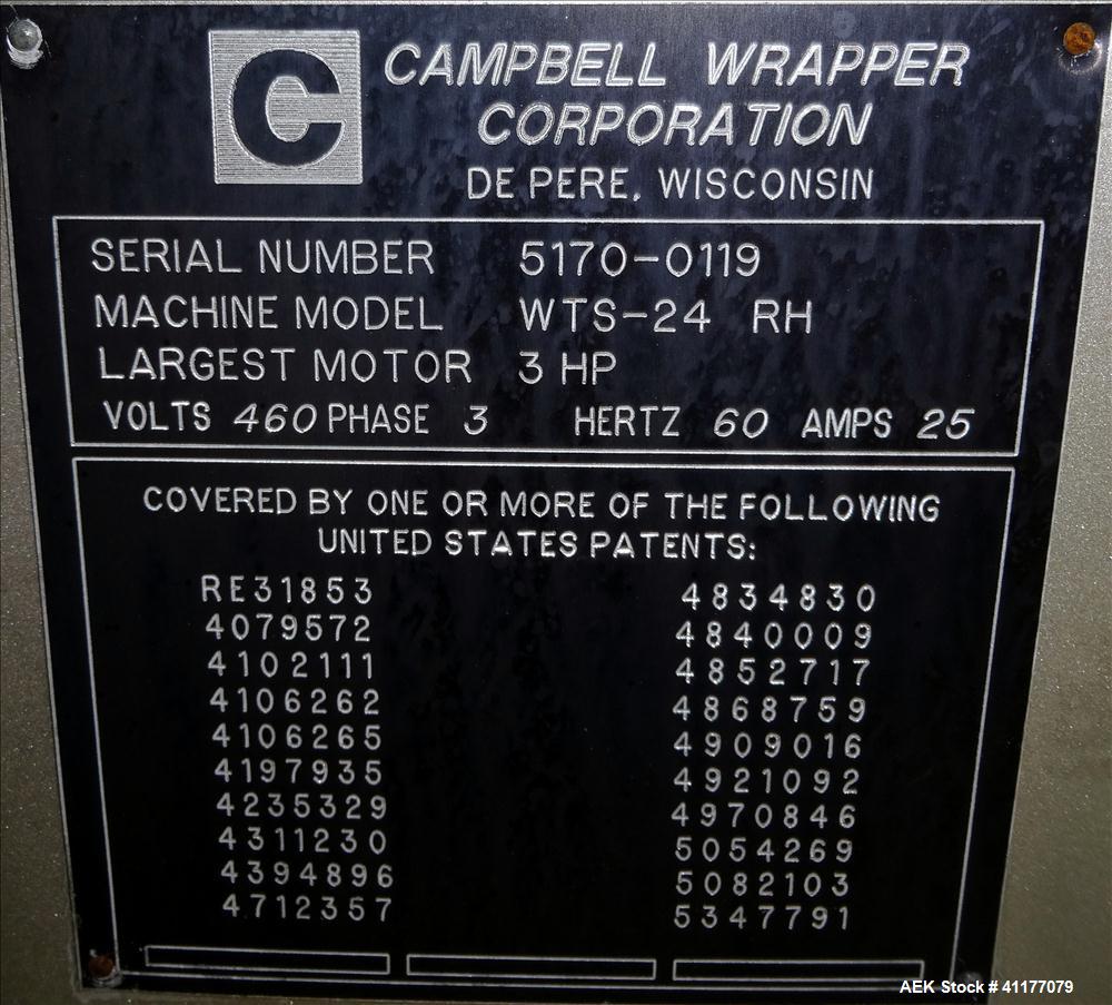 Used Stainless Steel Campbell Wrapping Corp. Model WTS-24 RH Sanitary Shrink Wrapper
