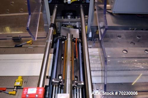 Used Bosch Doboy Model Linium 315 Horizontal Flow Wrapper. Machine is of stainless steel construction, rated up to 350 packages/minute, 8' long in line indexing feed conveyor with 5" pitch, SealStrip...