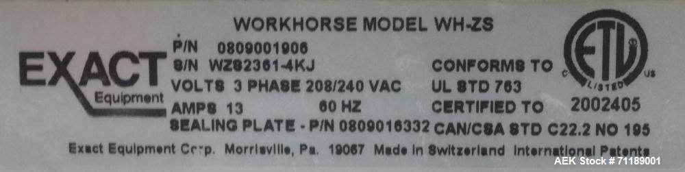 Used Mettler Toledo Exact Workhorse Model WH-ZS Automatic Tray Wrapper