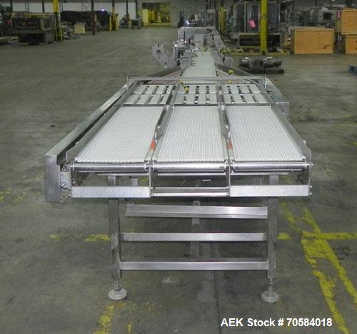 Used APM Model MS3-18SS Horizontal Shrink Wrapper capable of speeds up to 180 packages per minute.  Has a seal bar width of 18".  Machine is of stainless steel construction.  Has roller conveyor and ...