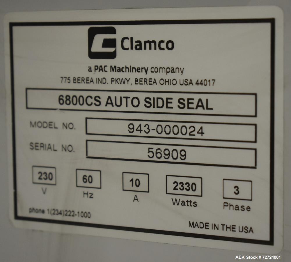 Clamco Model 6800CS Horizontal Side Seal Shrink Wrapper. up to 70PPM