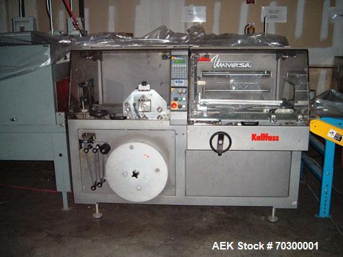 Used Used: Kallfass Universa 400 ST Fully Automatic Horizontal Side Seal Shrink Wrapper capable of speeds up to 85 cycles per minute. Unit includes scrap rewinder.