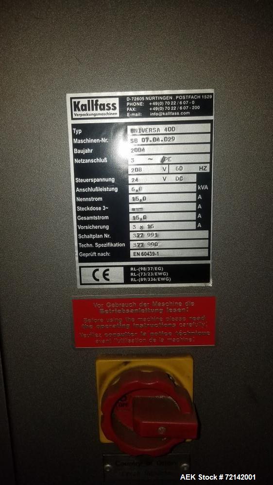 Used Kallfass Horizontal Side Sealer, Model Universa 400.
