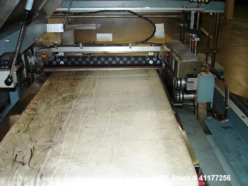 Used Shanklin Automatic Side Seam Shrink Wrapper, Model CF3. Capable of speeds up to 30 packages per minute. Has hot knife seal with a package size range: length 7-1/2" to 120", width 11" to 30", hei...
