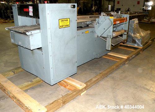 Used Shanklin Horizontal Side Seal Shrink Wrapper, Model F-5A. Capable of speeds up to 75 packages per minute and 90 linear feet per minute. Minimum Package Size: width 1/2" to 16"; length 3" to 48";...