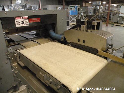 Used Shanklin Horizontal Side Seal Shrink Wrapper, Model F-5A. Capable of speeds up to 75 packages per minute and 90 linear feet per minute. Minimum Package Size: width 1/2" to 16"; length 3" to 48";...