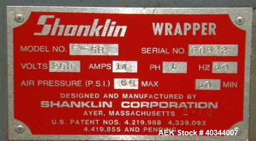 Used Shanklin F5B Horizontal Side Seal Shrink Wrapper – 75 PPM, 9’ Infeed, Allen Bradley PLC