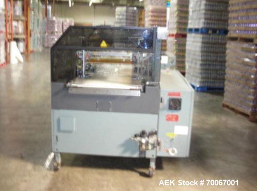 Used Shanklin Omni G Horizontal Side Seal Shrink Wrapper capable of speeds up to 80 packages per minute. Package size range: length 3" to infinite, width 1/2" to 19", height 1/16" to 8". Has a 23" wi...